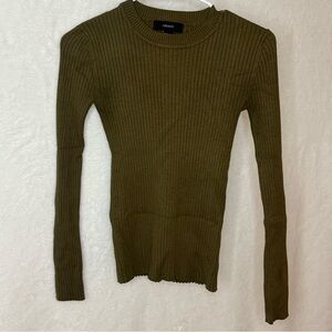 Forever 21 Green Ribbed Fitted Hoodie